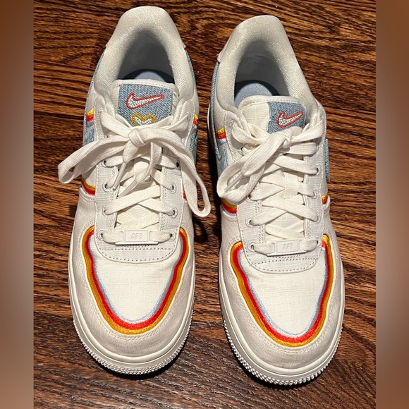 Nike Air Force 1 low top w embroidery and denim swoosh size 7 - Picture 5 of 15